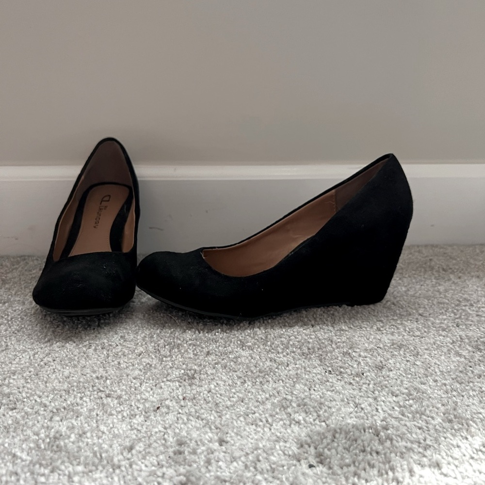 Black Suede Wedges